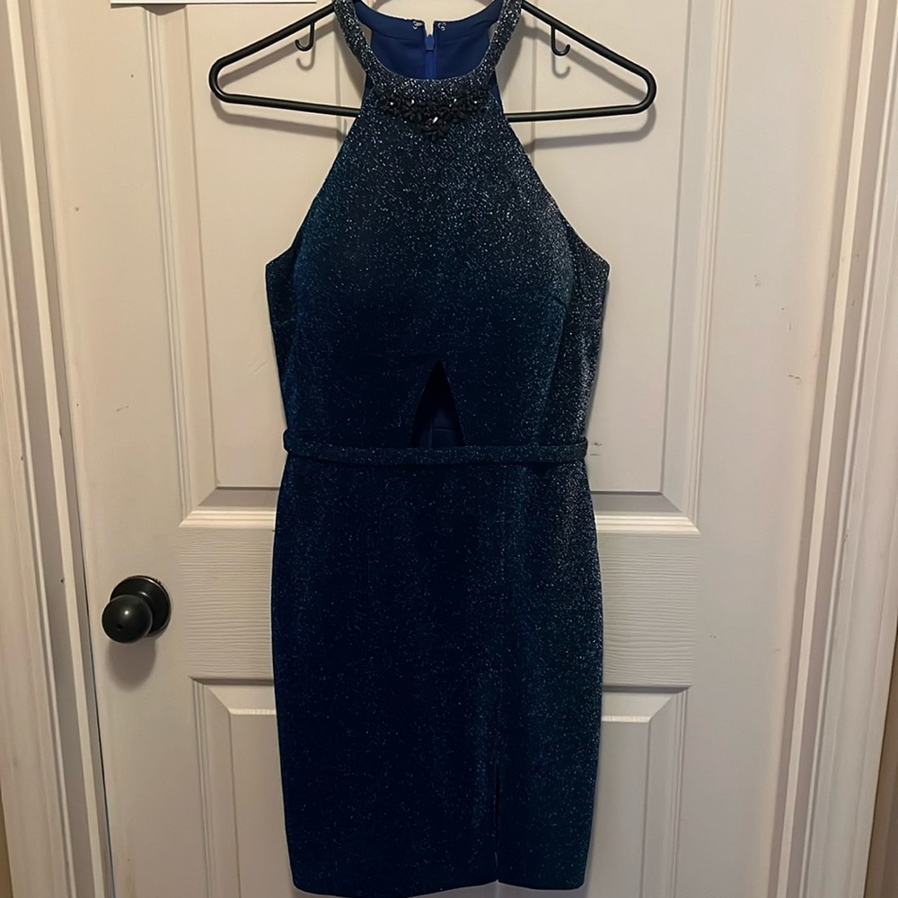 Colors Dress Blue Shimmery Sleeveless Homecoming dress